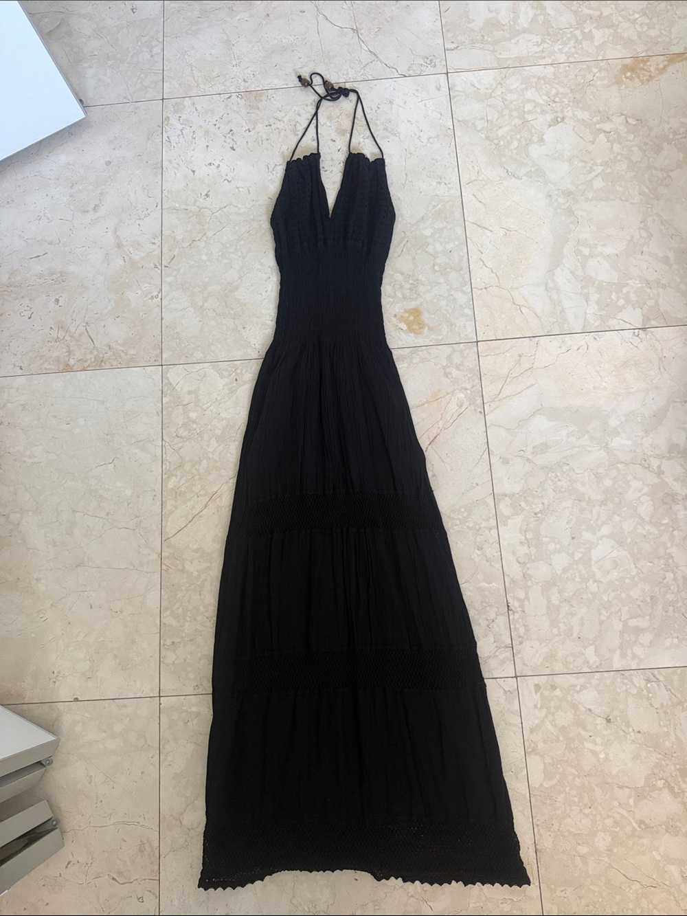 Black Halter Maxi Dress with Smocked Waist